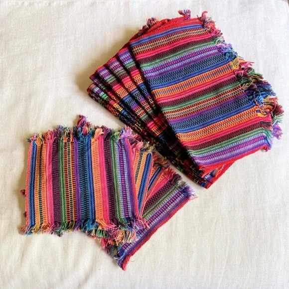 Handmade Guatemalan Handwoven Napkins Bread Cloth Tortilla Warmer Coaster 12L+4S - Picture 2 of 6